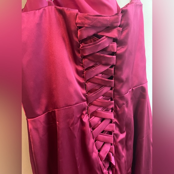 Satin One Shoulder Dress Long with Slit Ruched Mermaid Formal Evening Event Gown - Picture 8 of 10